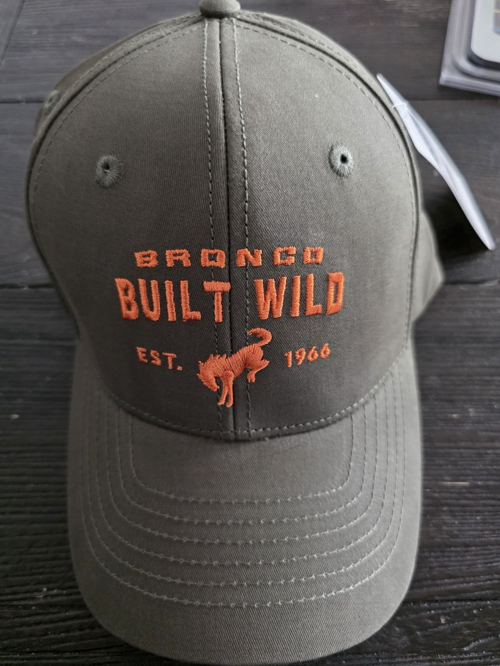 Ford BRONCO Men's /Women's Olive Green Baseball Cap with Orange Embroidery